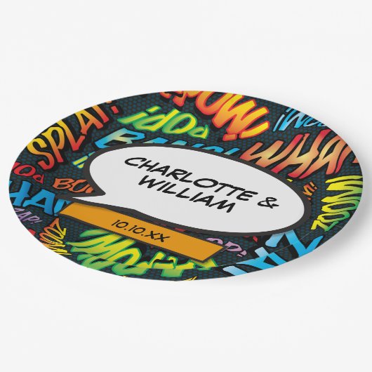 Leuk modern ontwerp typografische stripboek papieren bordje (Gekanteld)