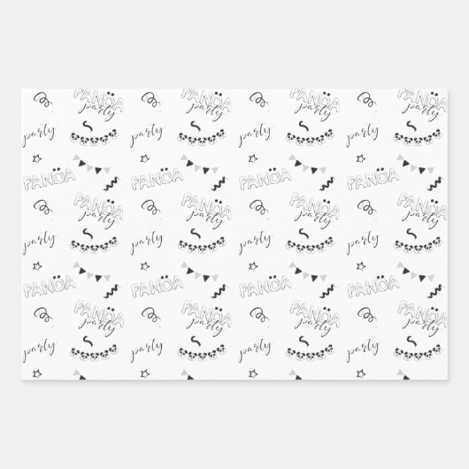 Leuk Modern Panda Pattern Kids Verjaardag Inpakpapier Vel (Voorkant)