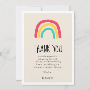 Leuk modern regenboog Baby shower Bedankkaart