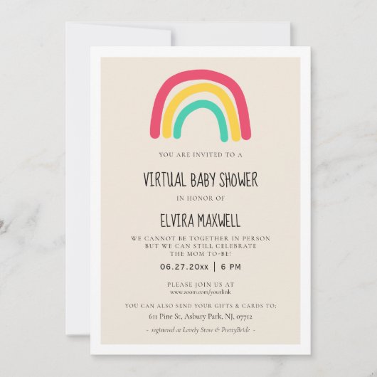 Leuk modern regenboog Virtual Baby shower Kaart (Voorkant)