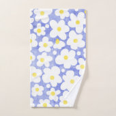 Leuk Modern Retro Daisy Blauw Bad Handdoek (Handdoek)