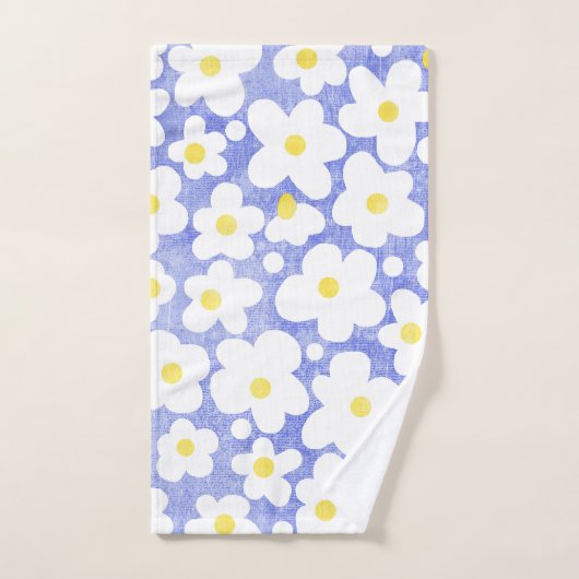 Leuk Modern Retro Daisy Blauw Bad Handdoek (Handdoek)