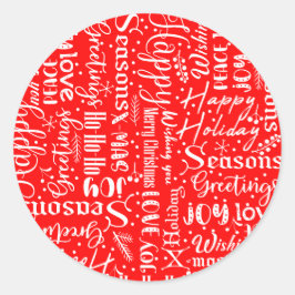 Leuk Modern Rood Vrolijk Vrolijk Kerstscript Ronde Sticker