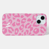 Leuk Modern Roze Luipaard Print Monogram Case-Mate iPhone Case (Achterkant (horizontaal))