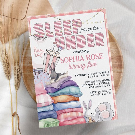 Leuk Modern Roze Slaap Onder Verjaardagsfeest Kaart