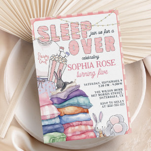 Leuk Modern Roze Sleepover Verjaardagsfeest Kaart