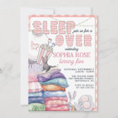 Leuk Modern Roze Sleepover Verjaardagsfeest Kaart (Voorkant)