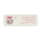 Leuk Modern Roze Waterverf Disco Ball Ornament Etiket (Voorkant)