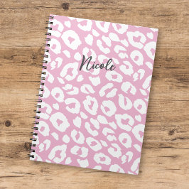 Leuk Modern Roze Wit Luipaard Spot Patroon w / Naa Notitieboek