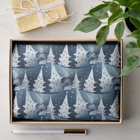 Leuk Modern Scandinavisch Abstract Pine Tree Patte Tissuepapier (Geschenk)