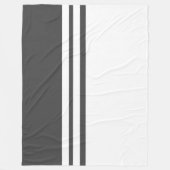 Leuk Modern Stijlvol Donkergrijs Wit Racing Stripe Fleece Deken (Voorkant)