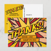 Leuk modern stripboek dankjewel briefkaart (Voorkant / Achterkant)