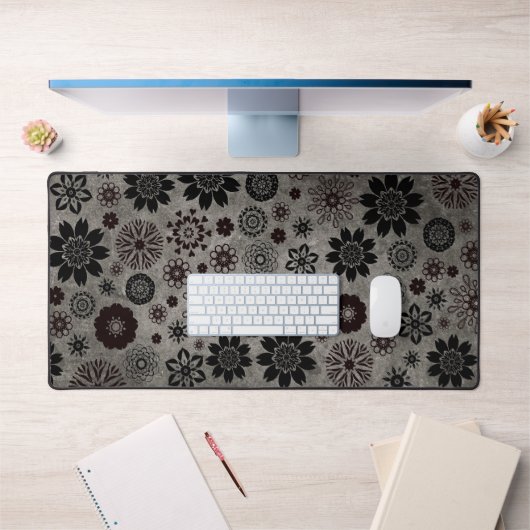 Leuk Modern Trendy Girly Cool Bloemen Patroon Grij Bureaumat (Kantoor 1)