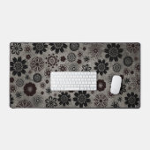 Leuk Modern Trendy Girly Cool Bloemen Patroon Grij Bureaumat (Keyboard & Muis)