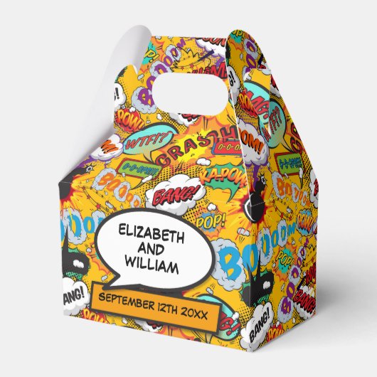 Leuk Modern Trendy Stripboek Bruiloft Bedankdoosjes (Voorkant Zijde)