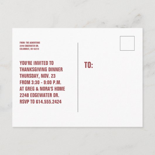 Leuk modern type Thanksgiving uitnodiging briefkaa (Achterkant)