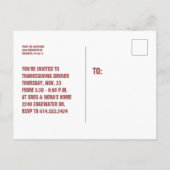 Leuk modern type Thanksgiving uitnodiging briefkaa Briefkaart (Achterkant)