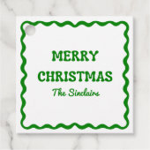 Leuk Modern Wavy Border Green Kerstfeest Bedankjes Labels (Voorkant)
