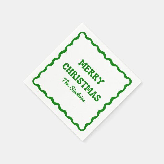 Leuk Modern Wavy Border Green Kerstfeest Servet (Hoek)
