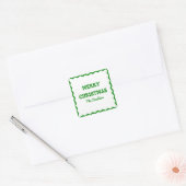 Leuk Modern Wavy Border Green Kerstfeest Vierkante Sticker (Envelop)