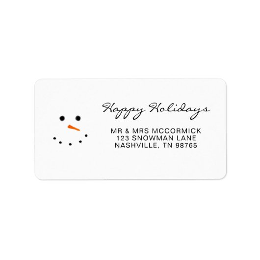 Leuk Modern Wit Sneeuwman Gezicht Adres Etiket (Voorkant)