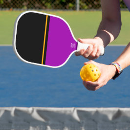 Leuk Modern Zwart Paarse Kleur Block Gele Streep Pickleball Paddle