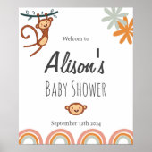 Leuk Monkey Baby shower Welkomstbord Poster (Voorkant)
