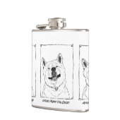 Leuk monochroom afbeelding van grappige hond gliml heupfles (Links)