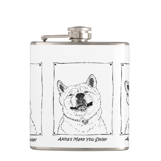 Leuk monochroom afbeelding van grappige hond gliml heupfles (Voorkant)