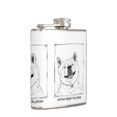 Leuk monochroom afbeelding van grappige hond gliml heupfles (Rechts)