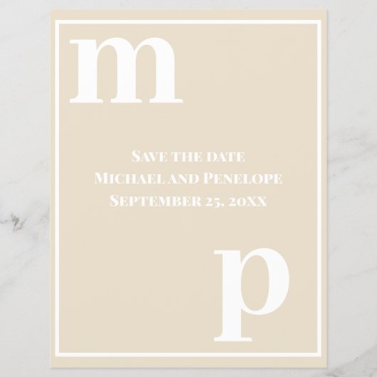 Leuk Monogram Champagnetint Budget Save the Date Flyer (Voorkant)
