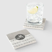 leuk monogram gevarieerd grijs en wit artistiek stenen onderzetter (Zijkant)