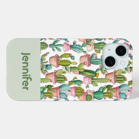 Leuk monogram heldere cactussen Case-Mate iPhone case (Achterkant (horizontaal))