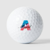 Leuk monogram initiaal A koraal blauw Golfballen (Voorkant)