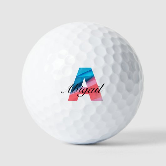 Leuk monogram initiaal A koraal blauw Golfballen (Voorkant)