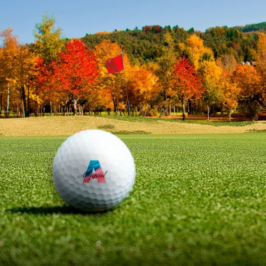 Leuk monogram initiaal A koraal blauw Golfballen