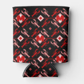 Leuk Monogram & Kreeft Seizoen Nautisch op Zwart Blikjeskoeler (Voorkant)