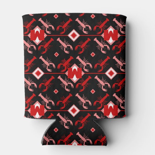 Leuk Monogram & Kreeft Seizoen Nautisch op Zwart Blikjeskoeler (Achterkant)