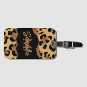 Leuk Monogram Luipaard Print Bagagelabel (Voorkant (horizontaal))