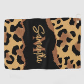 Leuk Monogram Luipaard Print Golfhanddoek (Horizontaal)