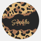 Leuk Monogram Luipaard Print Ronde Sticker (Voorkant)