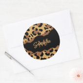 Leuk Monogram Luipaard Print Ronde Sticker (Envelop)
