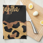 Leuk Monogram Luipaard Print Theedoek (Quarter Fold)