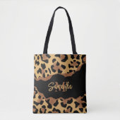 Leuk Monogram Luipaard Print Tote Bag (Voorkant)