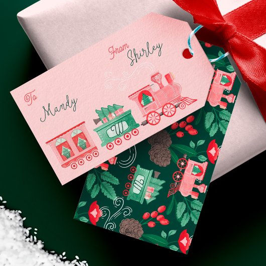 Leuk Monogram  Trein Kerstboom Levering Cadeaulabel