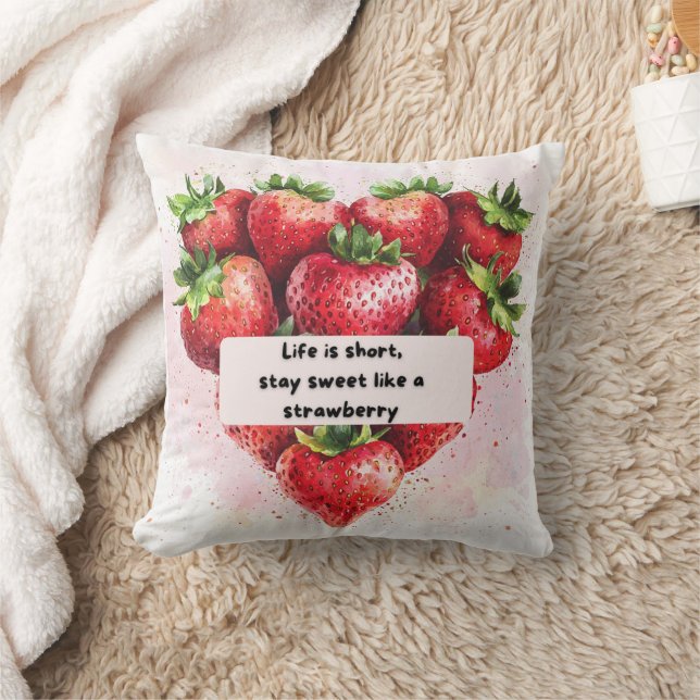 Leuk & Motivatie Strawberry Print Kussen (Deken)