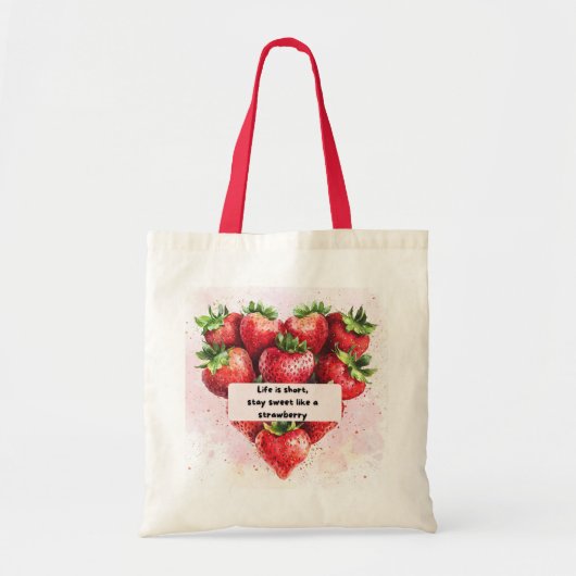 Leuk & Motivatie Strawberry Print Kussen Tote Bag (Voorkant)
