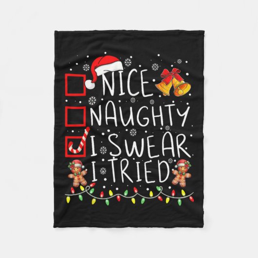 Leuk Naughty, dat ik zweet dat ik kerstlijstjes pr Fleece Deken (Voorkant)