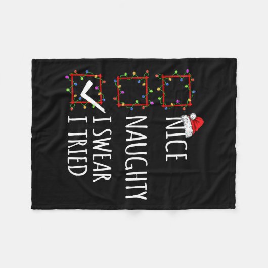 Leuk Naughty, ik zweer dat ik de kerstkerstlijst h Fleece Deken (Voorkant (Horizontaal))
