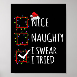 Leuk Naughty, ik zweer dat ik de kerstkerstlijst h Poster